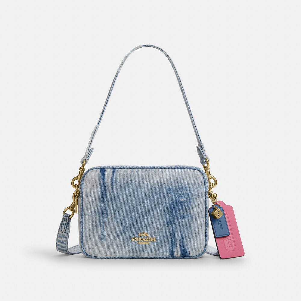 BNWT Coach Carey Crossbody Bag In Loved Denim With Charms